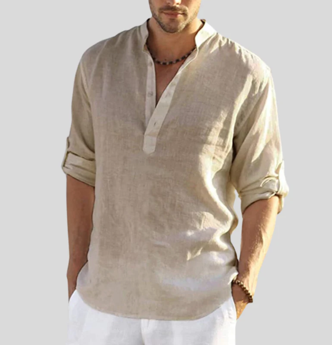 Men's Casual Shirt | V-Neck Short Sleeve-2