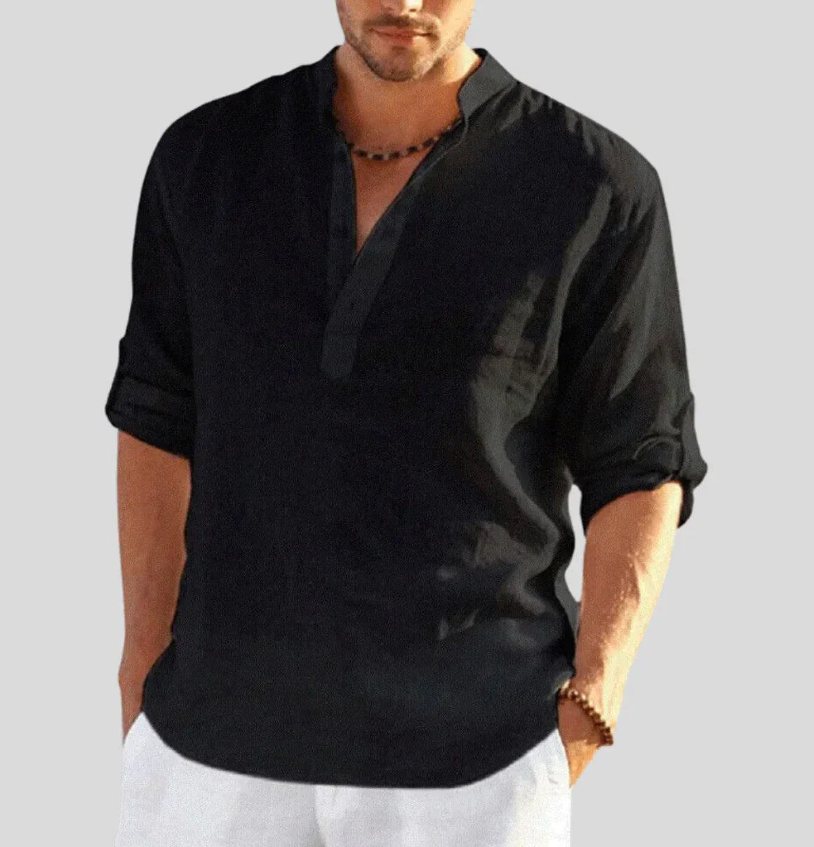 Men's Casual Summer Shirt | Pink Roll Sleeve-4