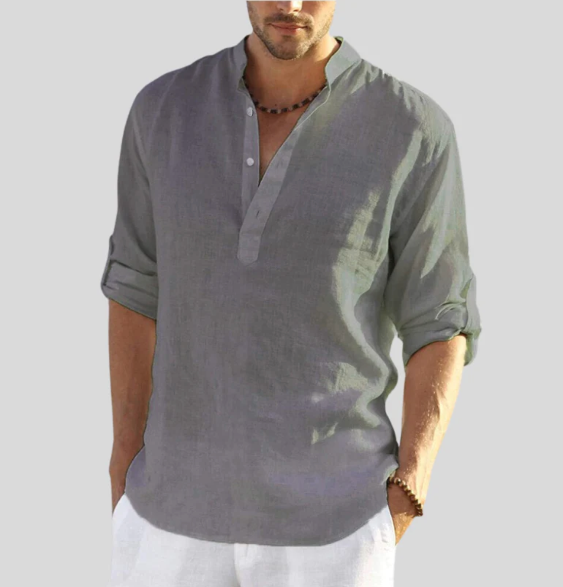 Men's Casual Shirt | V-Neck Short Sleeve-5