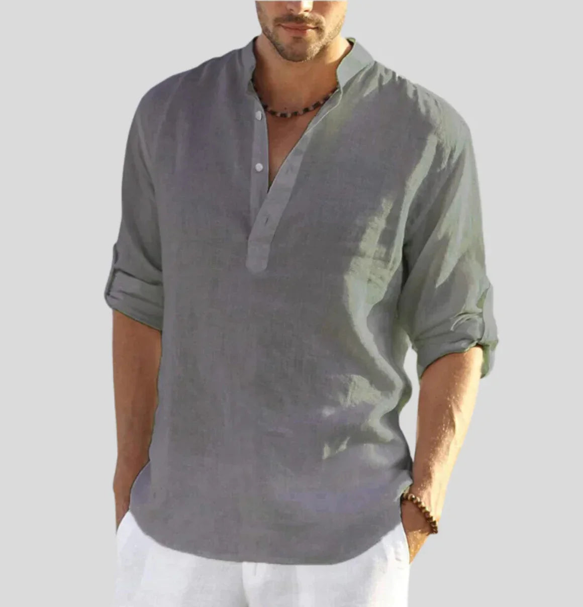 Men's Casual Summer Shirt | Pink Roll Sleeve-3