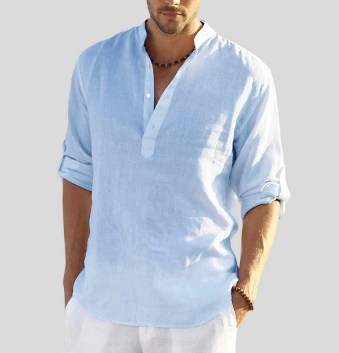 Men's Casual Shirt | V-Neck Short Sleeve-3