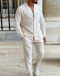 Men's Casual Set | Shirt Pants Wide Leg-1
