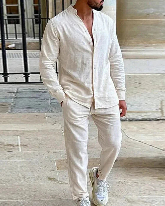 Men's Casual Set | Shirt Pants Wide Leg-1