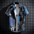 Men's Newspaper Print Shirt | Casual Short Sleeve-2