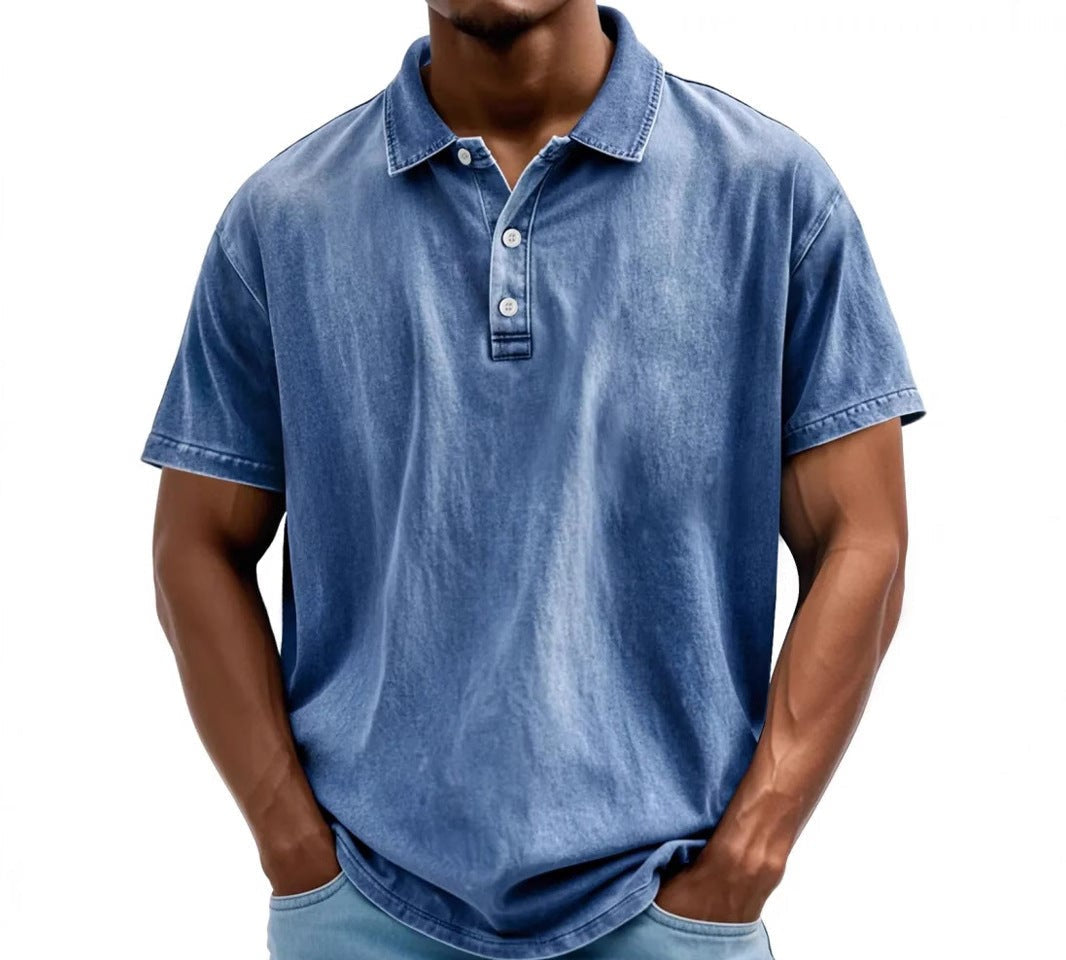 Men's Vintage Polo Shirt | Washed Casual-4