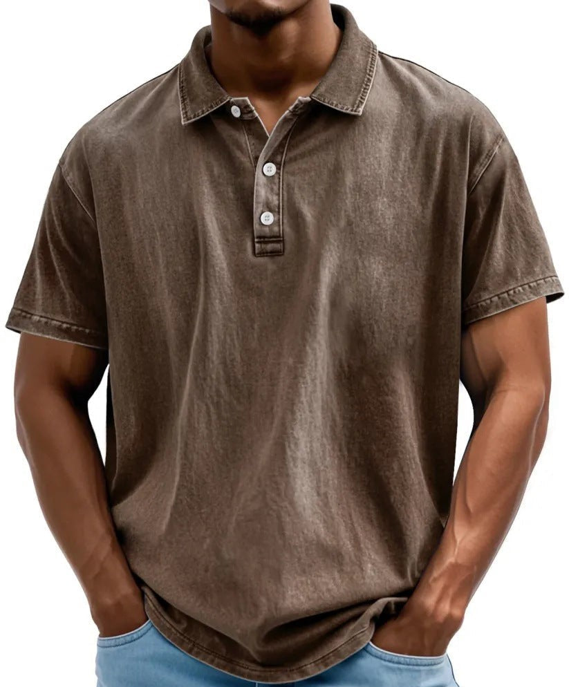 Men's Vintage Polo Shirt | Washed Casual-3