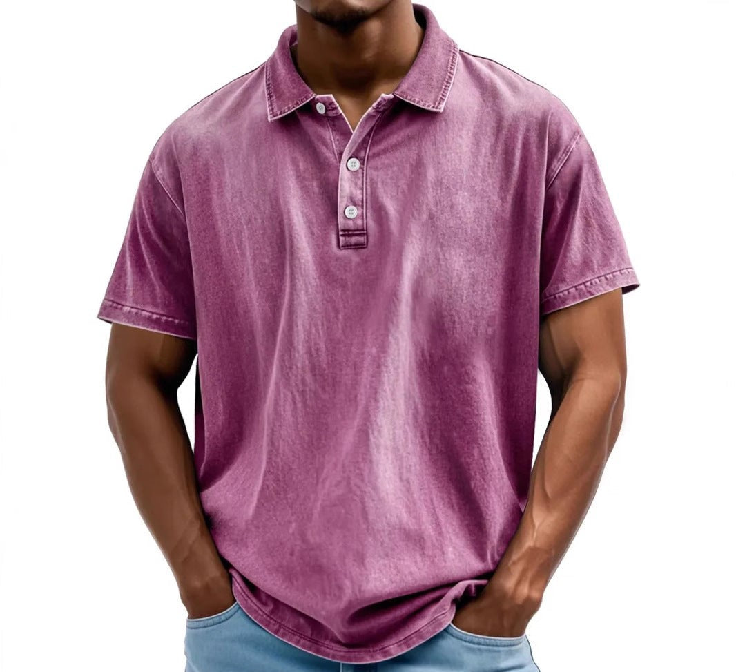 Men's Vintage Polo Shirt | Washed Casual-10