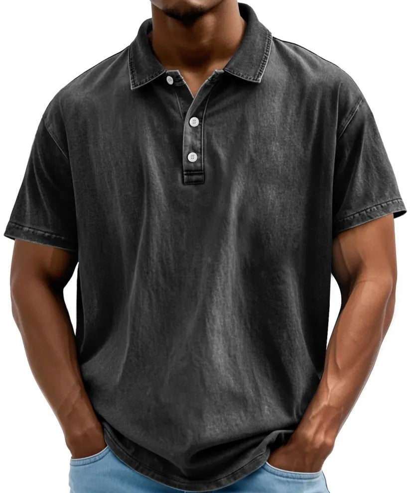 Men's Vintage Polo Shirt | Washed Casual-1