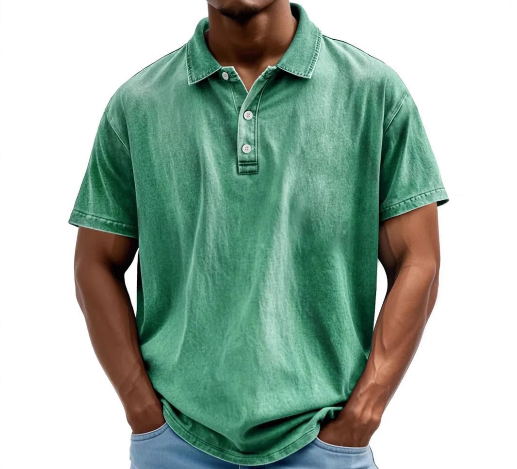 Men's Vintage Polo Shirt | Washed Casual-9