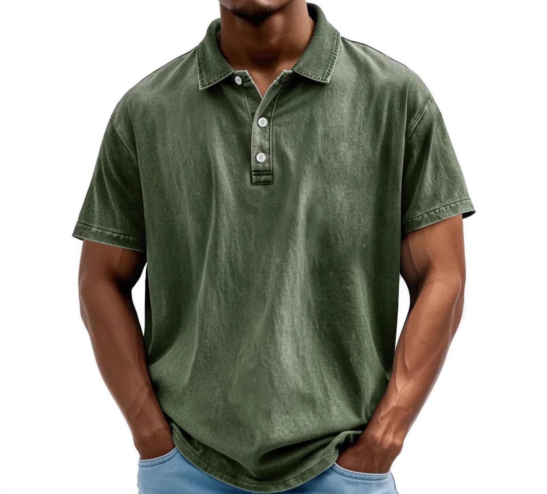 Men's Vintage Polo Shirt | Washed Casual-6