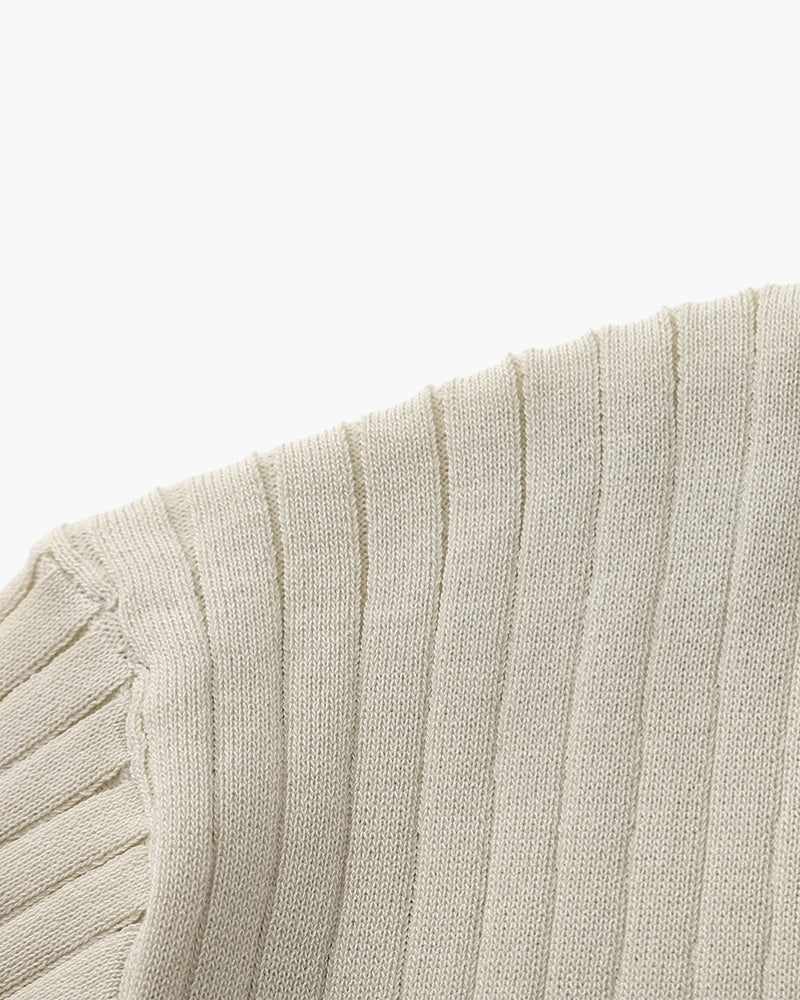 Men's Casual Ribbed Polo | Short Sleeve Open Collar-8