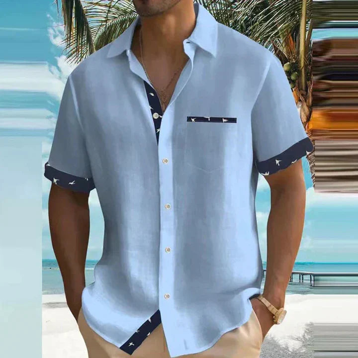 Men's Summer Casual Short Sleeve Shirt | Navy-2