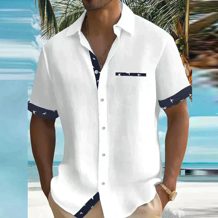 Men's Summer Casual Short Sleeve Shirt | Navy-1
