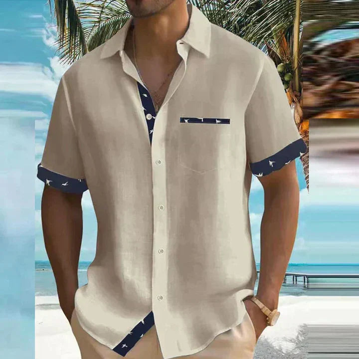 Men's Summer Casual Short Sleeve Shirt | Navy-3