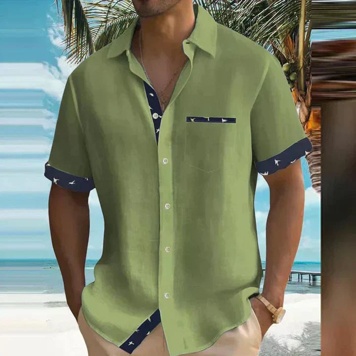 Men's Summer Casual Short Sleeve Shirt | Navy-5