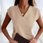 Women's V-Neck Cap Sleeve Blouse | Summer Casual-2