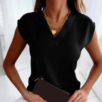 Women's V-Neck Cap Sleeve Blouse | Summer Casual-3