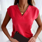 Women's V-Neck Cap Sleeve Blouse | Summer Casual-5