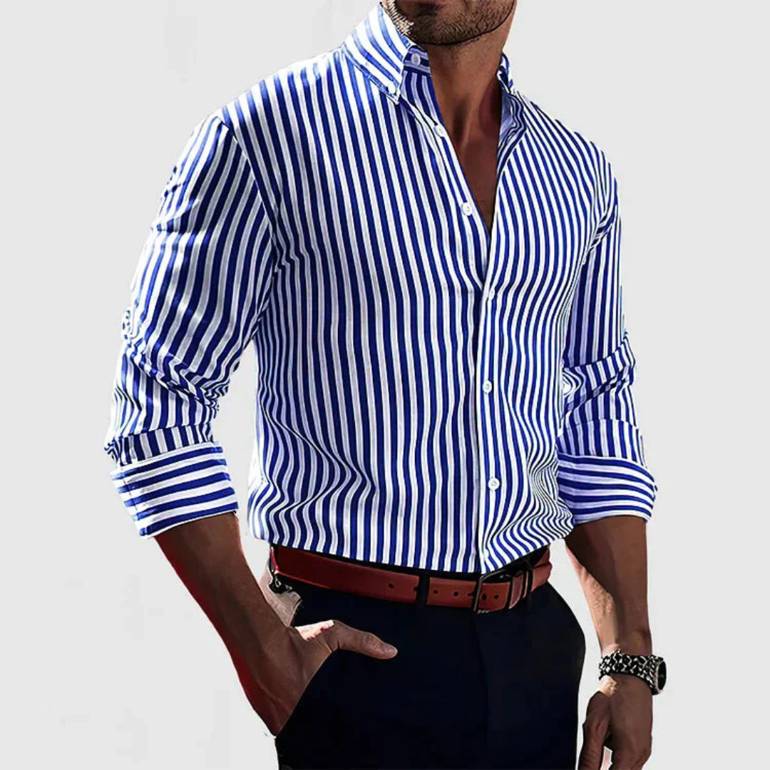 Men's Striped Long Sleeve Shirt | Casual-3