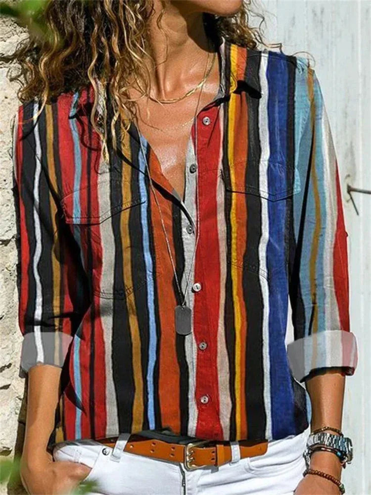 Women's Floral Button-Down Blouse | Casual-2
