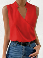 Women's Wrap V-Neck Sleeveless Blouse | Summer-3