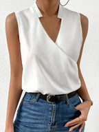 Women's Wrap V-Neck Sleeveless Blouse | Summer-1