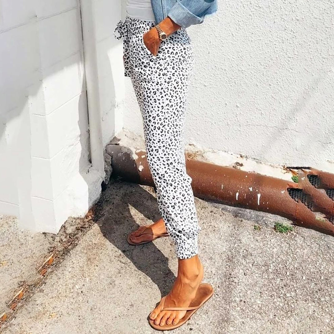 Women's Leopard Wide Leg Pants | Casual-3