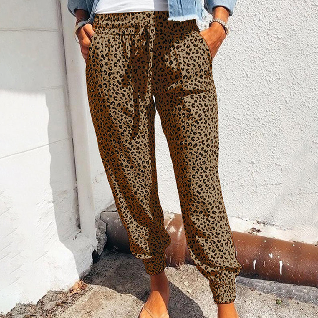 Women's Leopard Wide Leg Pants | Casual-4