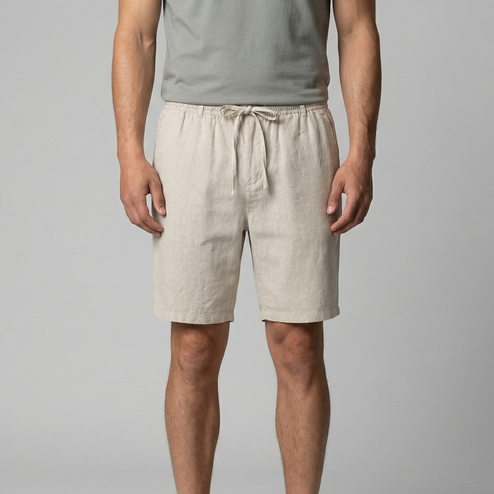Men's drawstring straight summer shorts